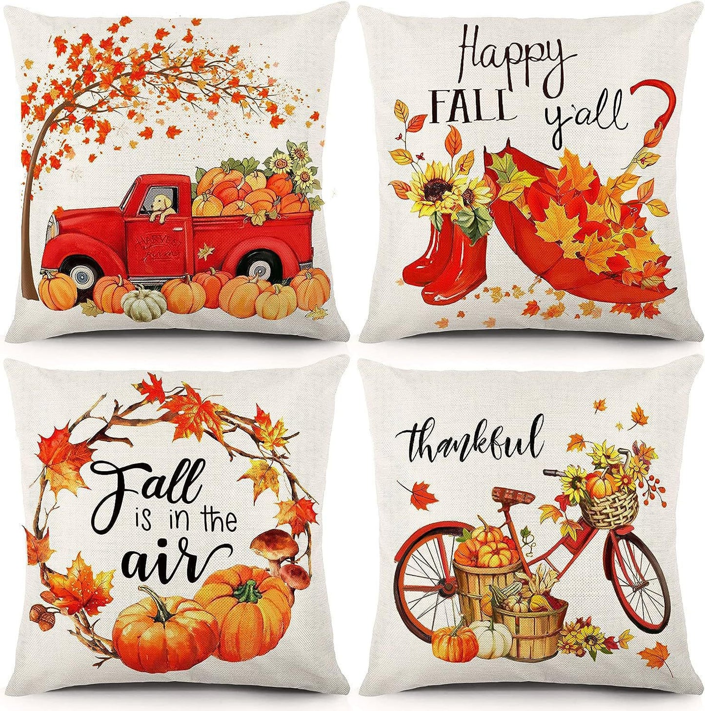 4 PCS Christmas-themed Throw Pillow Covers