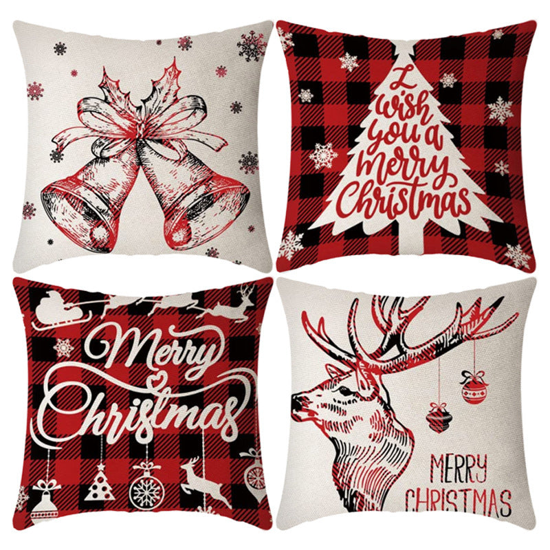 4 PCS Christmas Throw Pillow Covers