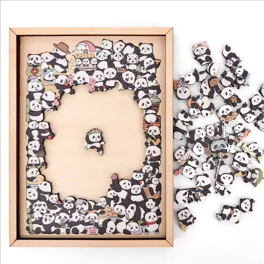 100-Piece Wooden Panda-Shaped Puzzle