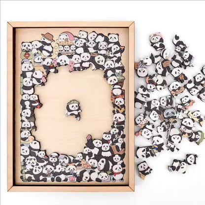 100-Piece Wooden Panda-Shaped Puzzle