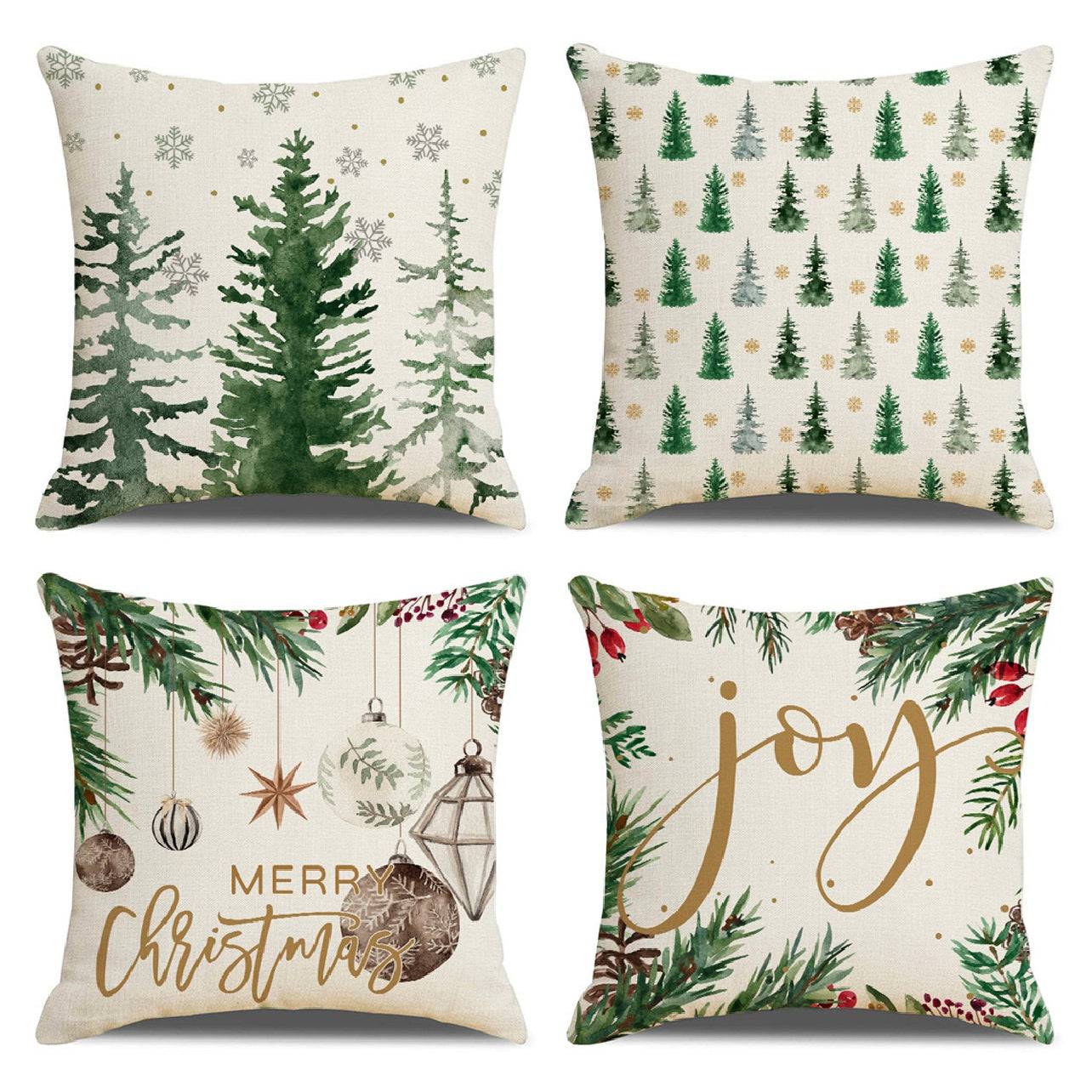 4 PCS Christmas Throw Pillow Covers