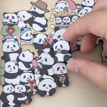 100-Piece Wooden Panda-Shaped Puzzle