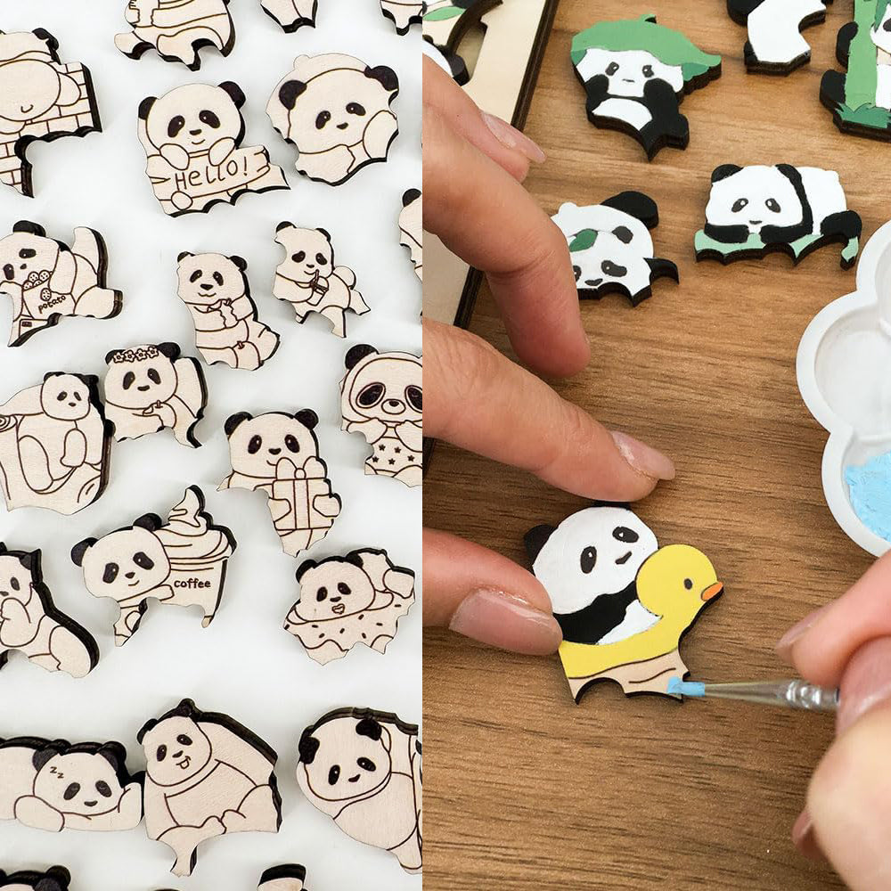 100-Piece Wooden Panda-Shaped Puzzle