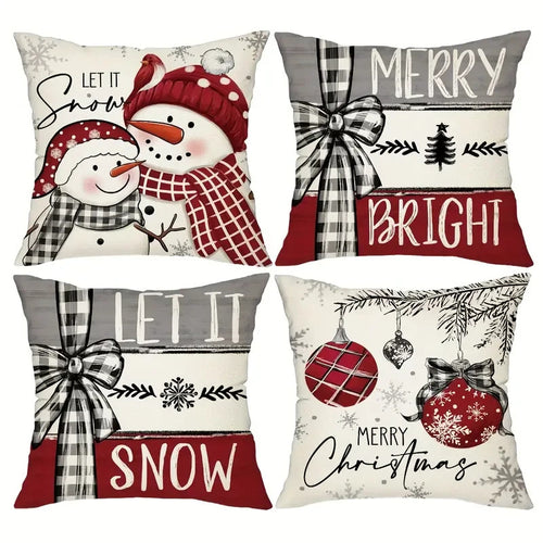 4 PCS Christmas Throw Pillow Covers