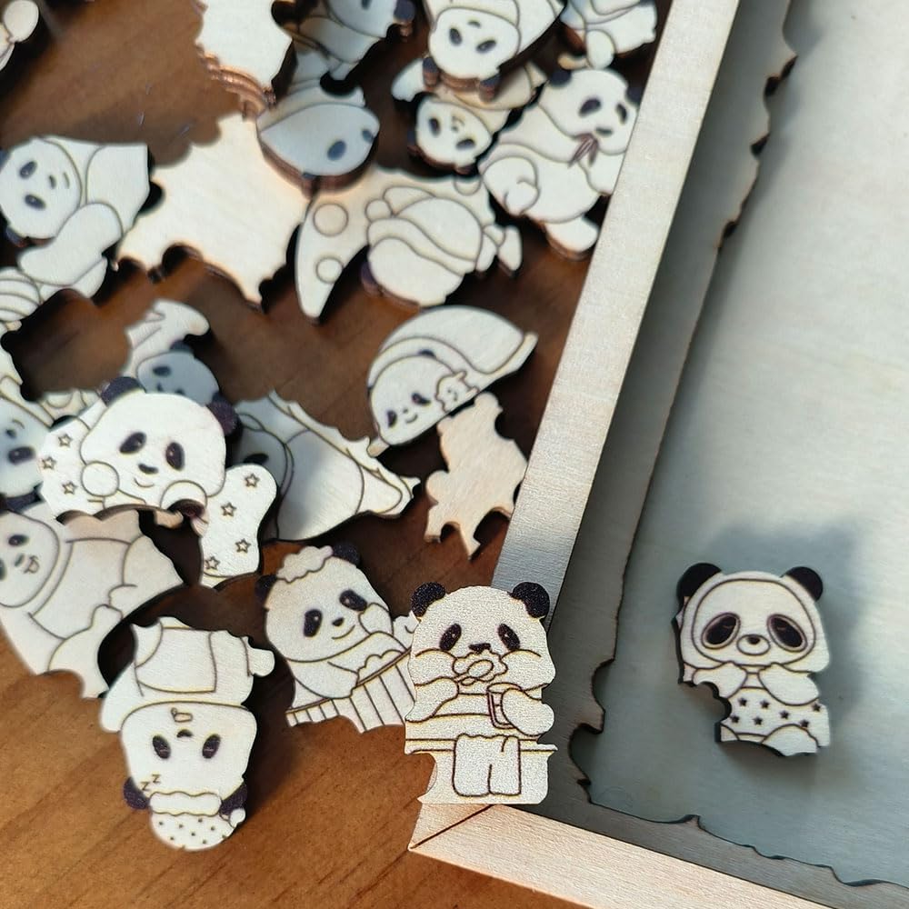 100-Piece Wooden Panda-Shaped Puzzle