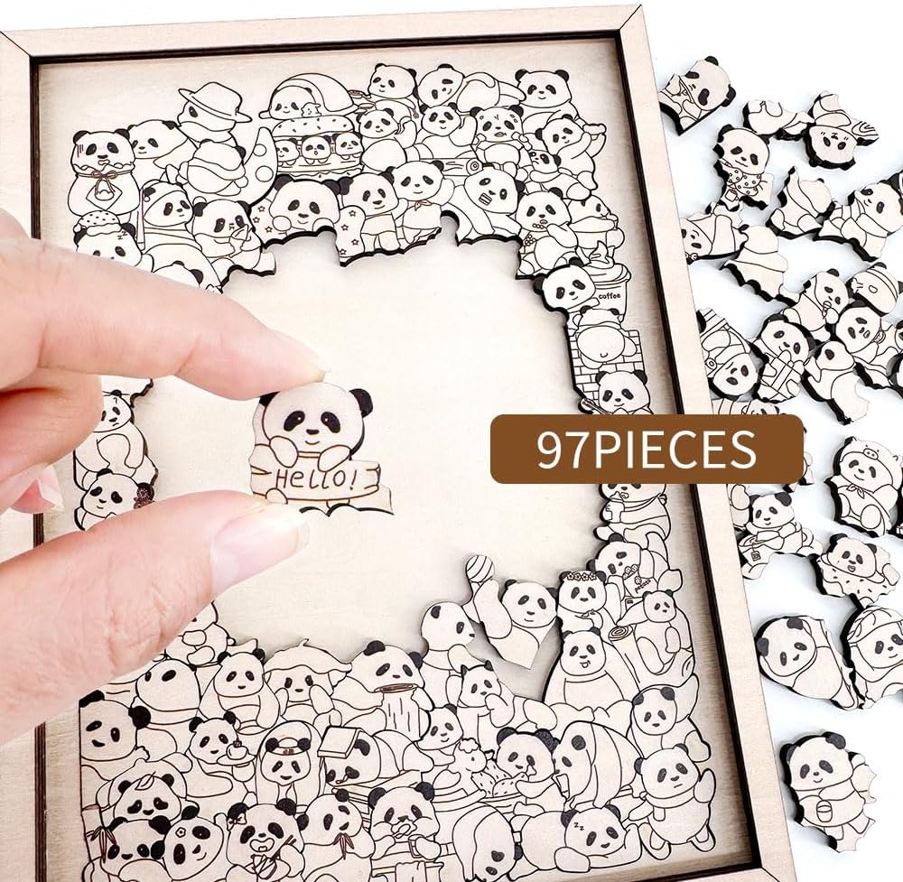 100-Piece Wooden Panda-Shaped Puzzle