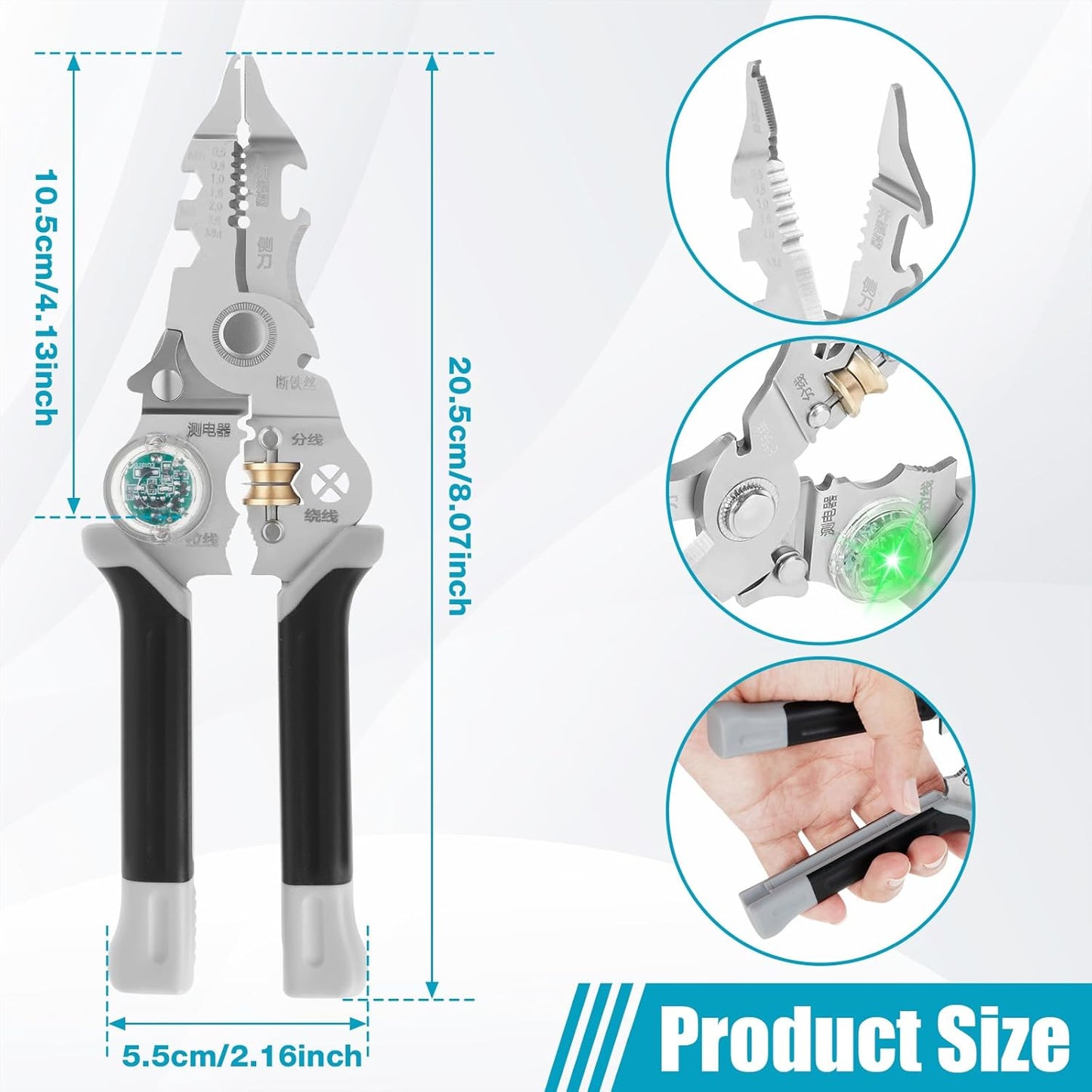 Multi-Function Wire Stripper with Voltage Tester