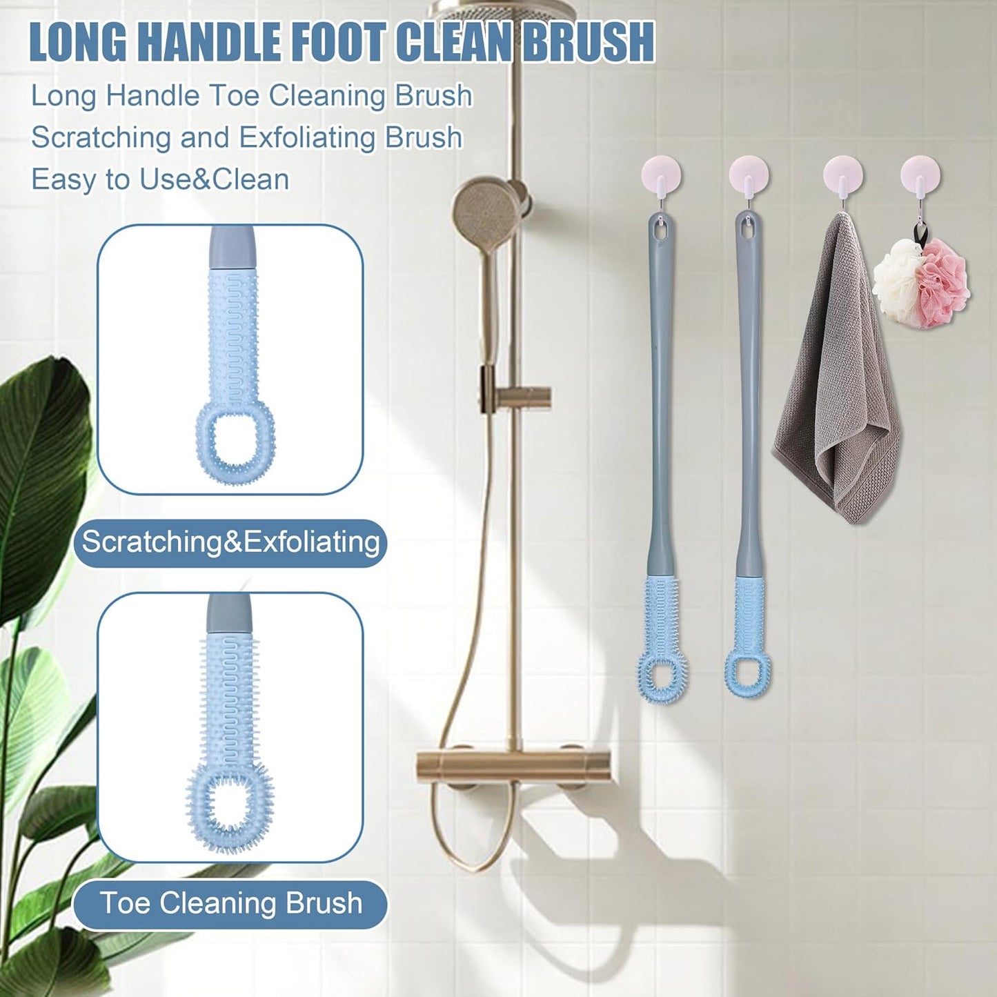 Long Handled Silicone Toe Cleaning Brush Set