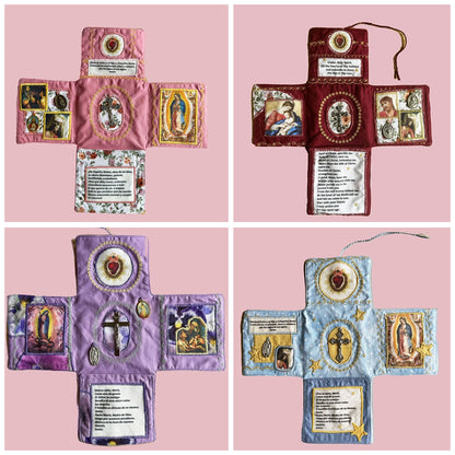 ✝️ Handmade Stuitched Pocket Shrine With Silver Cross Included Inside