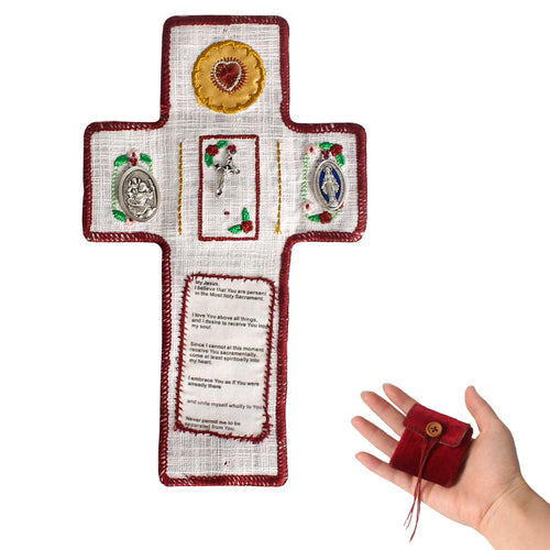 ✝️Handmade Stuitched Pocket Shrine With Silver Cross Included Inside