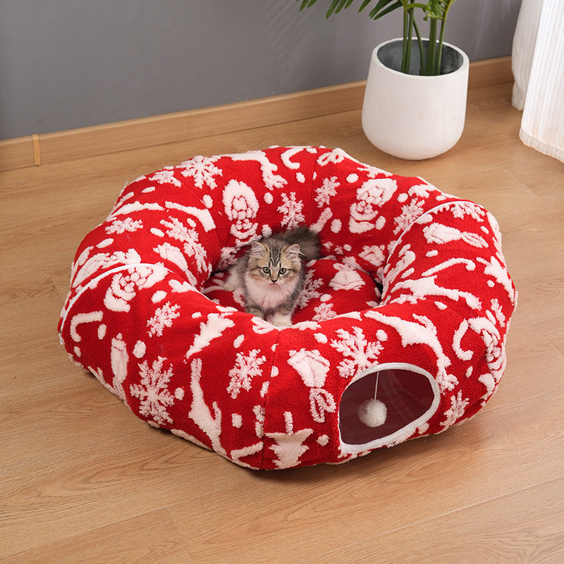 Christmas Tree Cat Tunnel Bed