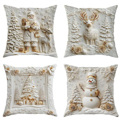4 PCS Christmas-themed Throw Pillow Covers