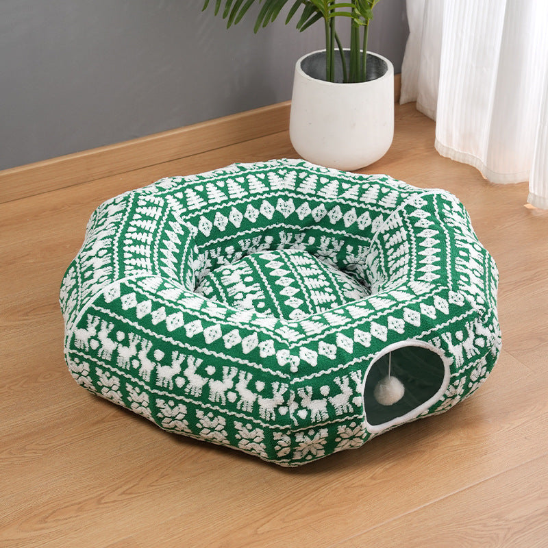 Christmas Tree Cat Tunnel Bed