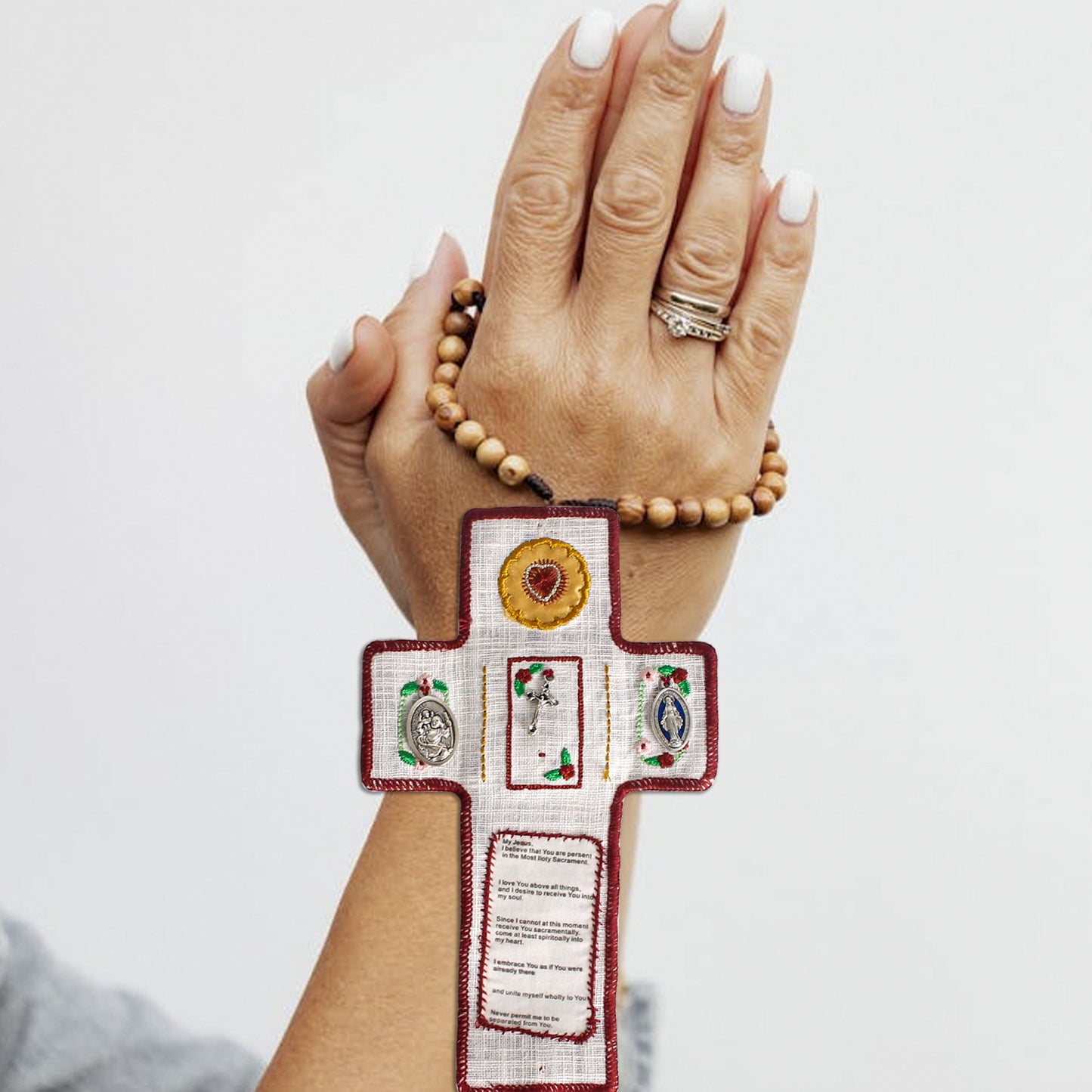 ✝️Handmade Stuitched Pocket Shrine With Silver Cross Included Inside