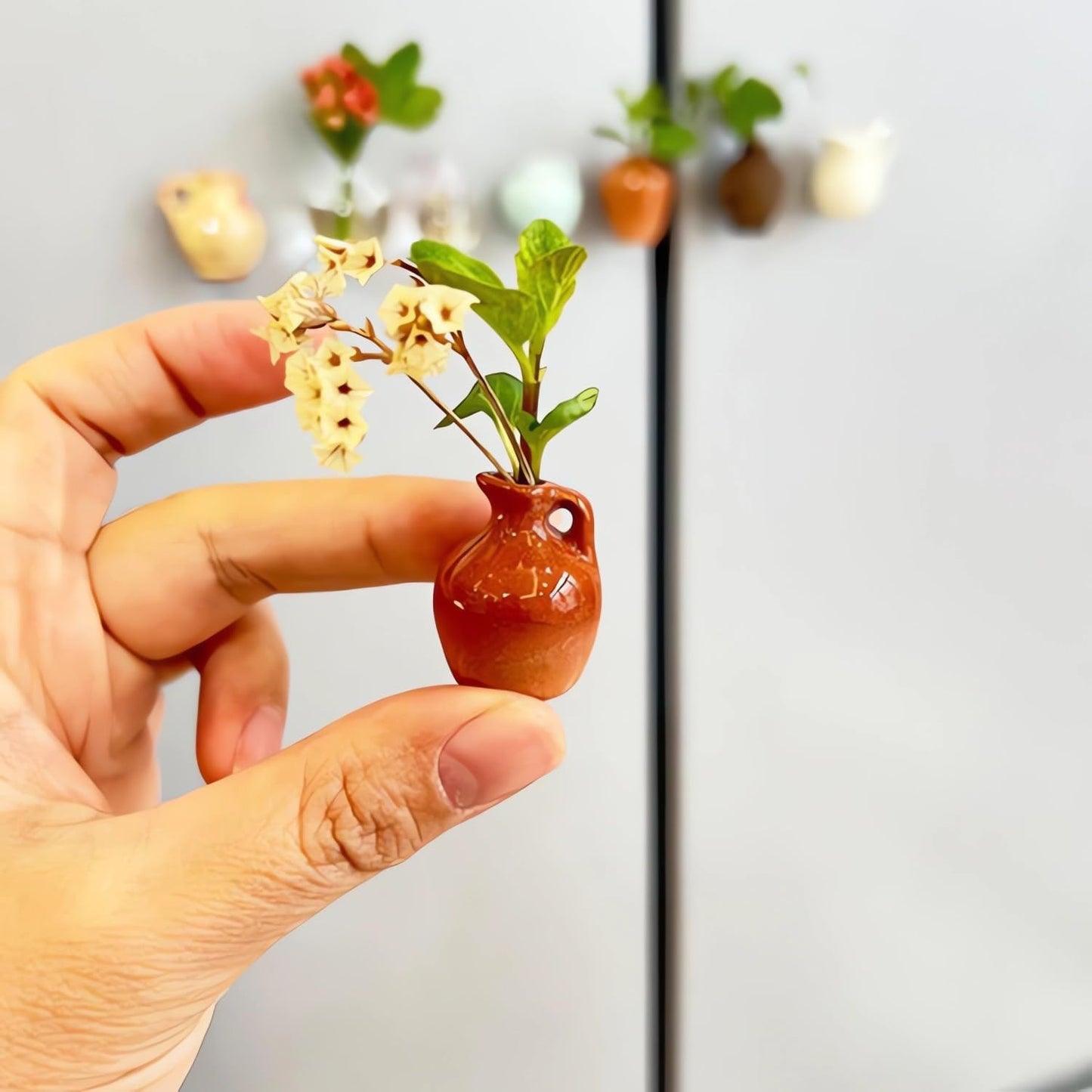 Mini Plant Vase Magnets for Fridge