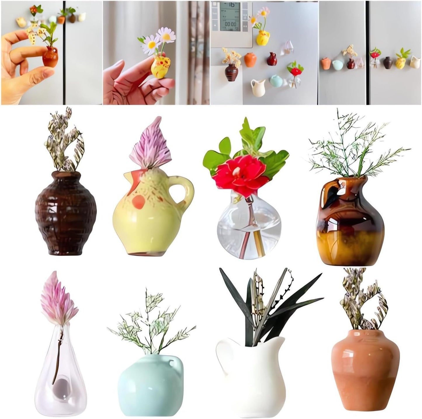 Mini Plant Vase Magnets for Fridge