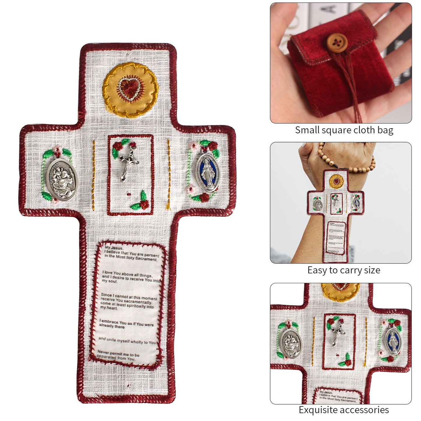 ✝️Handmade Stuitched Pocket Shrine With Silver Cross Included Inside