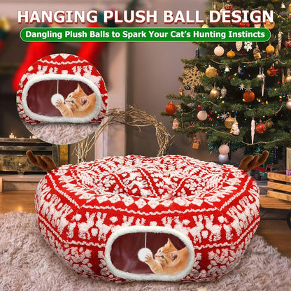 Christmas Tree Cat Tunnel Bed