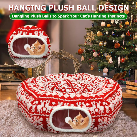Christmas Tree Cat Tunnel Bed