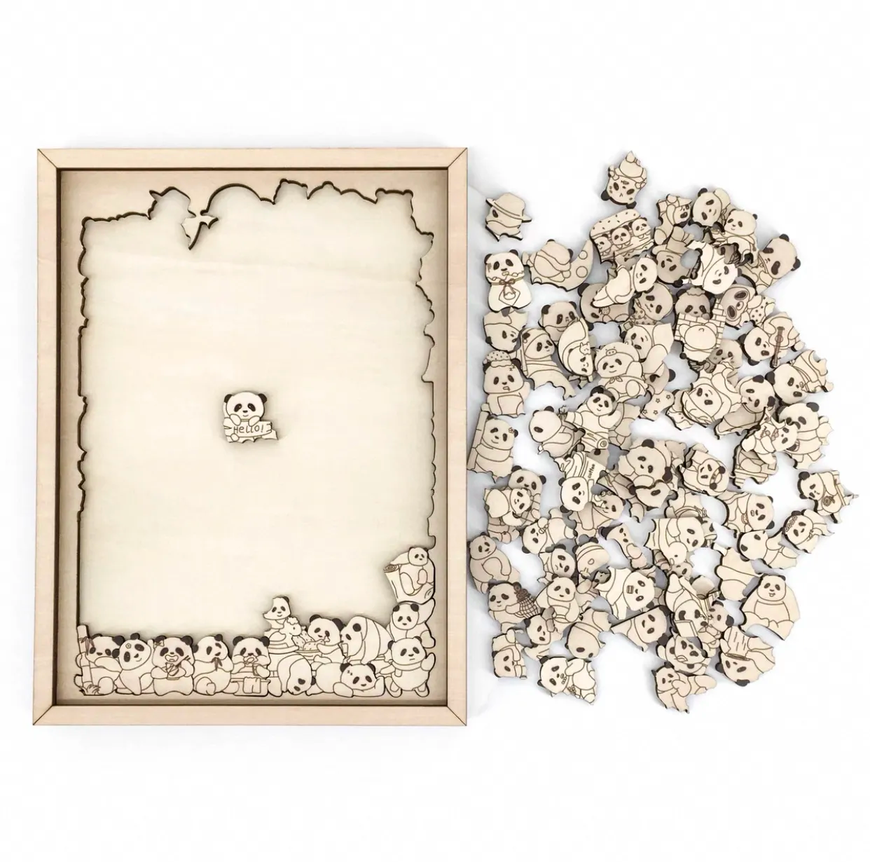100-Piece Wooden Panda-Shaped Puzzle