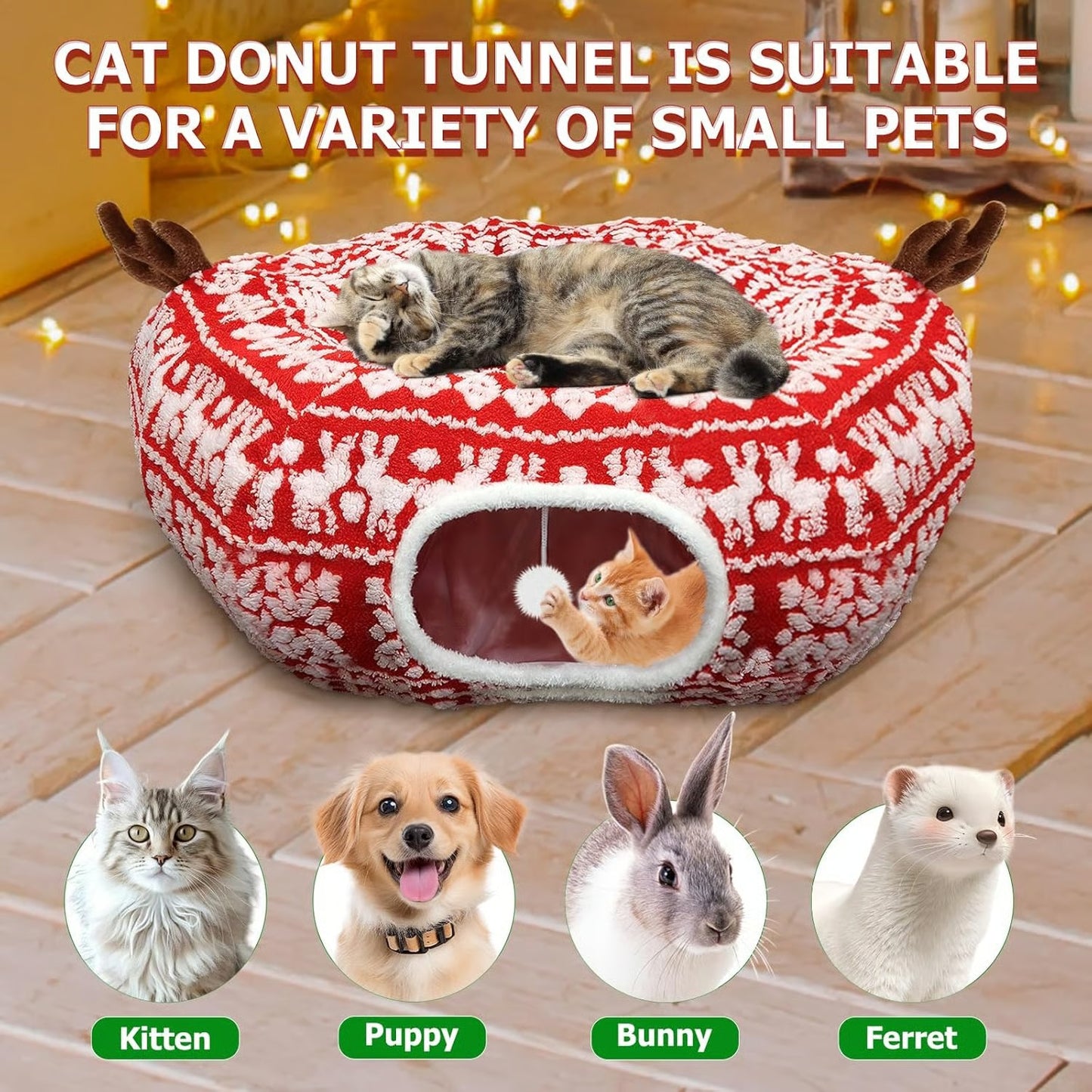 Christmas Tree Cat Tunnel Bed