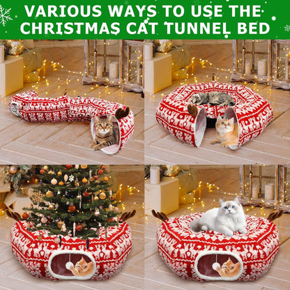Christmas Tree Cat Tunnel Bed