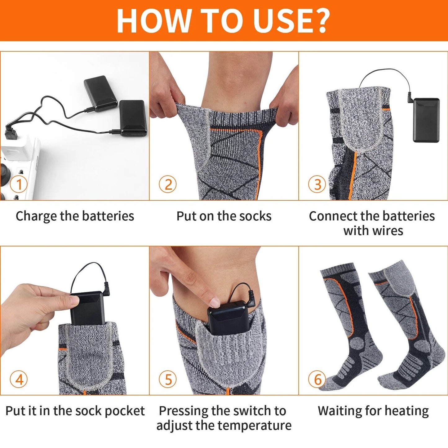 Unisex Rechargeable Heated Warm Socks