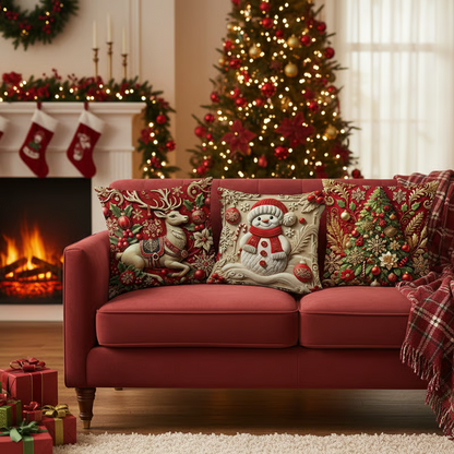 4 PCS Christmas-themed Throw Pillow Covers