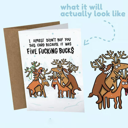 Funny Reindeer Holiday Greeting Card