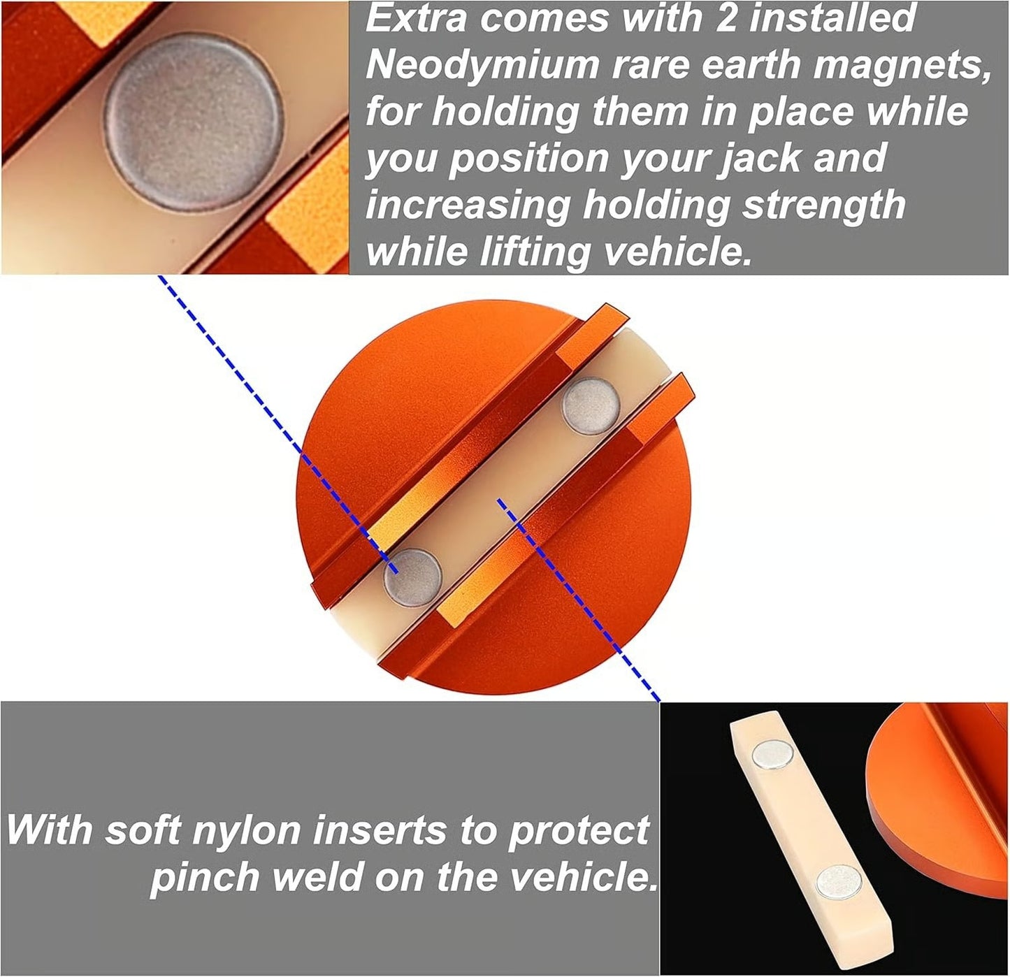 🧲 Universal Aluminum Slotted Grooved Magnetic Jack Pad