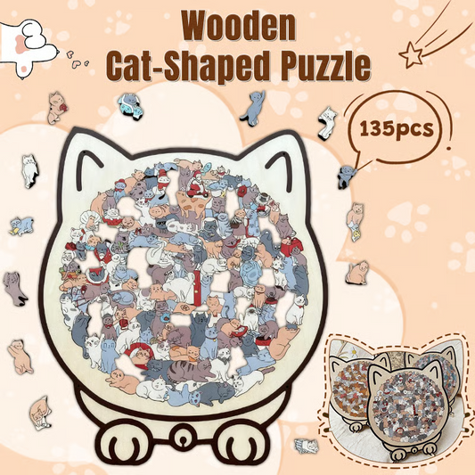 135-Piece Wooden Cat-Shaped Puzzle (Buy 2 Free Shipping)