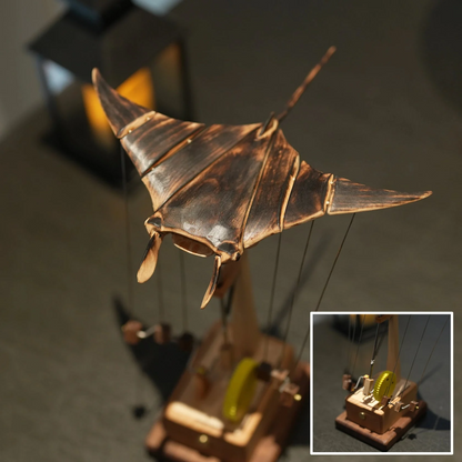 Upgraded Version Handmade Wooden Electric Bionic Manta Ray Ornament