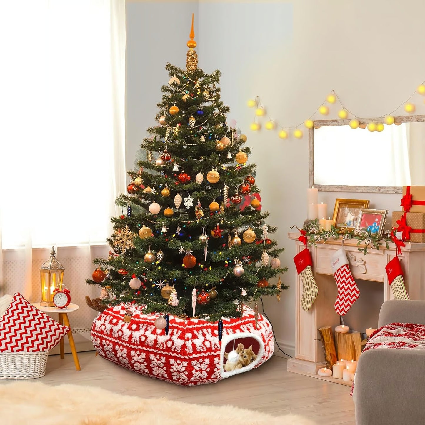 Christmas Tree Cat Tunnel Bed
