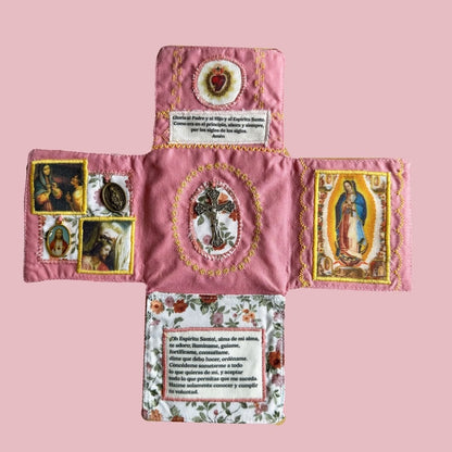 ✝️ Handmade Stuitched Pocket Shrine With Silver Cross Included Inside