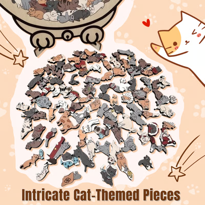 135-Piece Wooden Cat-Shaped Puzzle (Buy 2 Free Shipping)