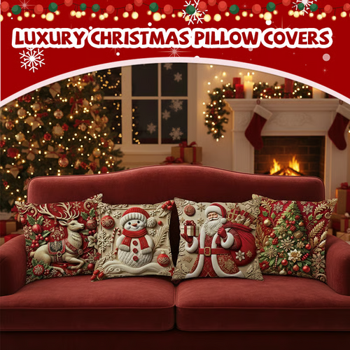 4 PCS Christmas-themed Throw Pillow Covers