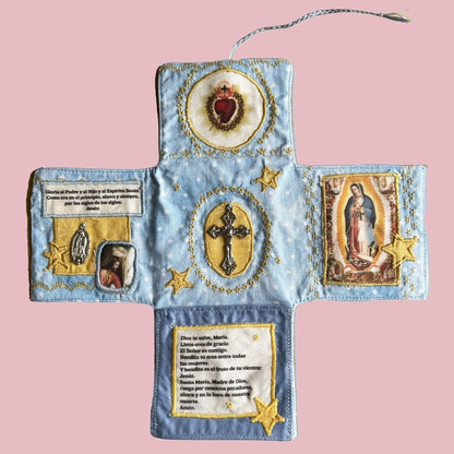 ✝️ Handmade Stuitched Pocket Shrine With Silver Cross Included Inside