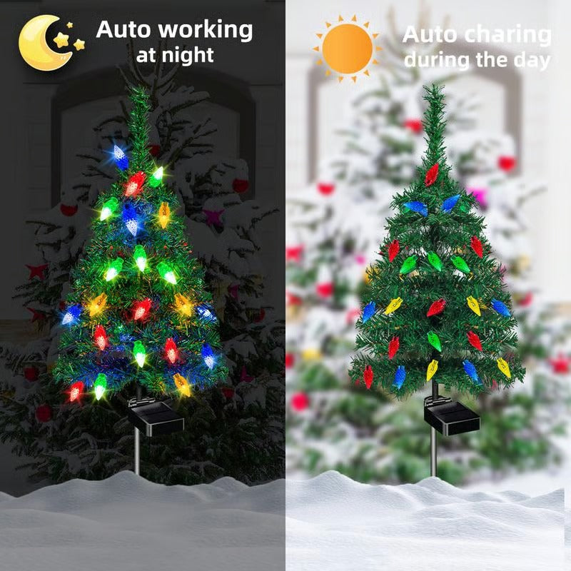 Outdoor Festive Decorations Solar Christmas Tree LED Lights