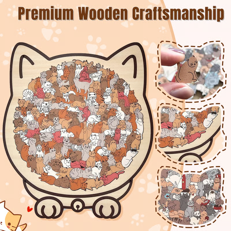 135-Piece Wooden Cat-Shaped Puzzle (Buy 2 Free Shipping)