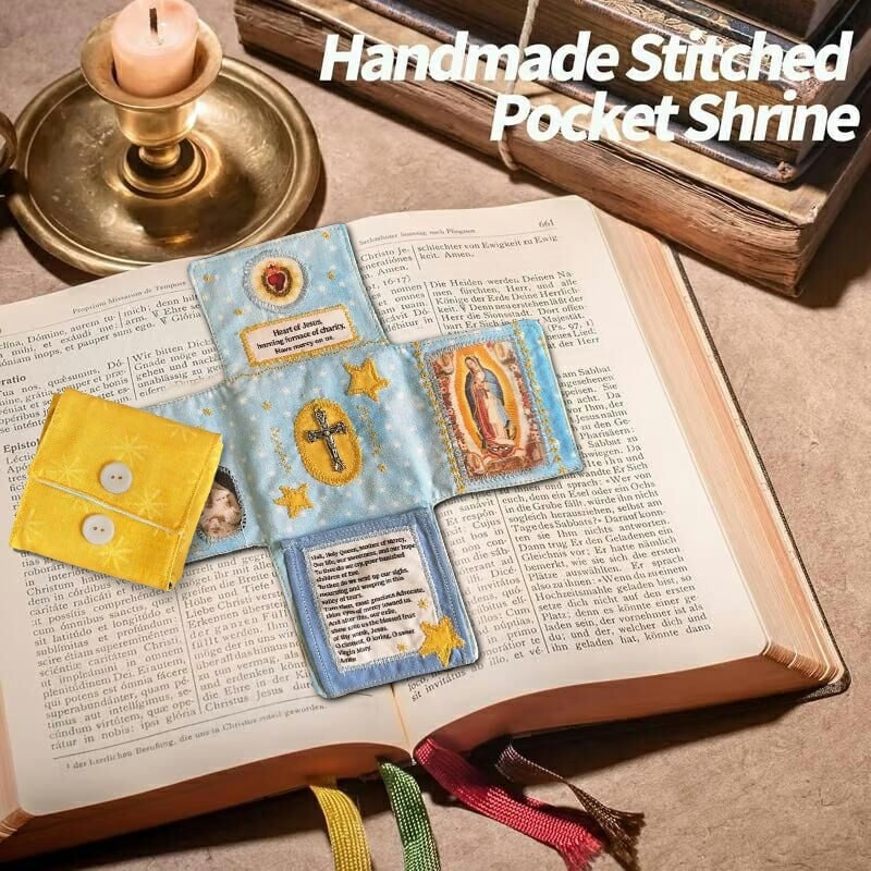 ✝️ Handmade Stuitched Pocket Shrine With Silver Cross Included Inside