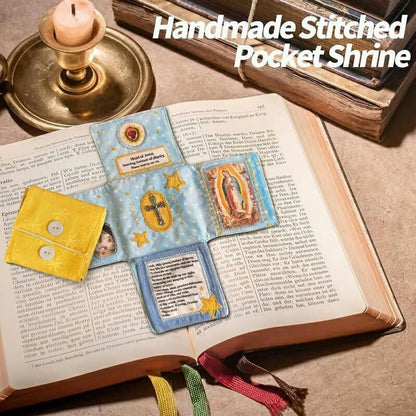 ✝️ Handmade Stuitched Pocket Shrine With Silver Cross Included Inside