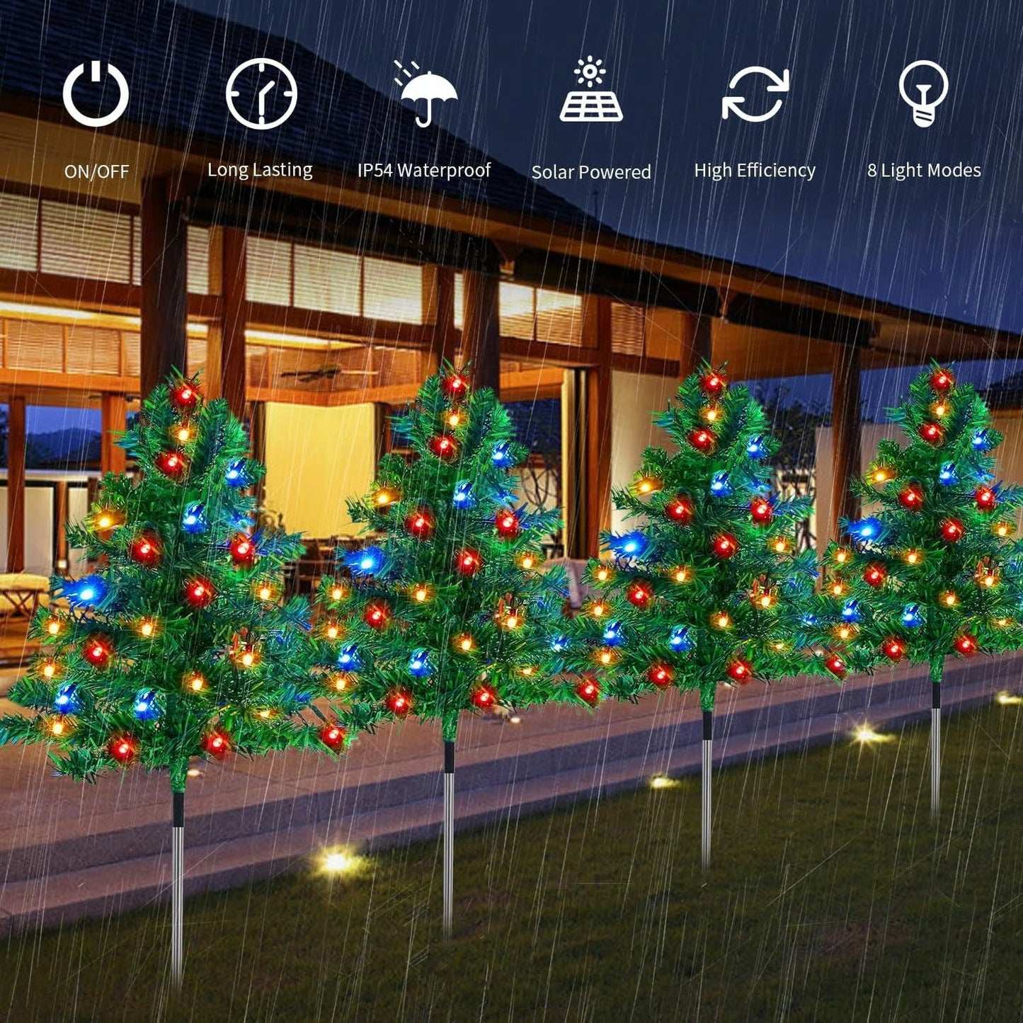 Outdoor Festive Decorations Solar Christmas Tree LED Lights