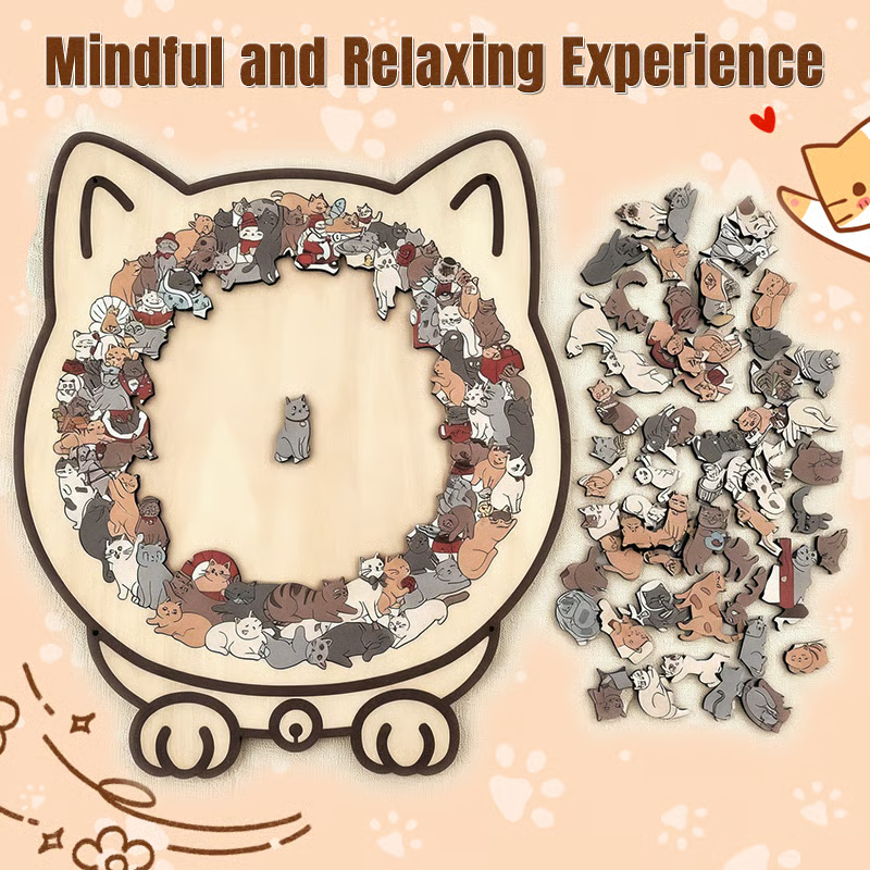 135-Piece Wooden Cat-Shaped Puzzle (Buy 2 Free Shipping)